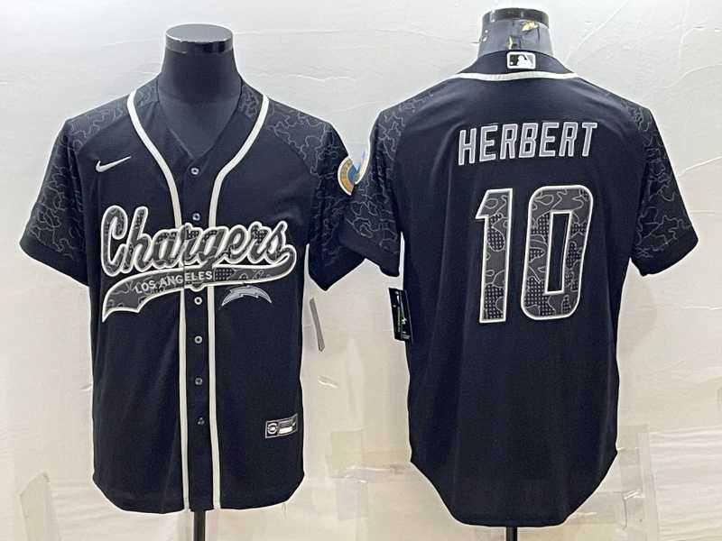 Men%27s Los Angeles Chargers #10 Justin Herbert Black Reflective Limited Stitched Football Jersey